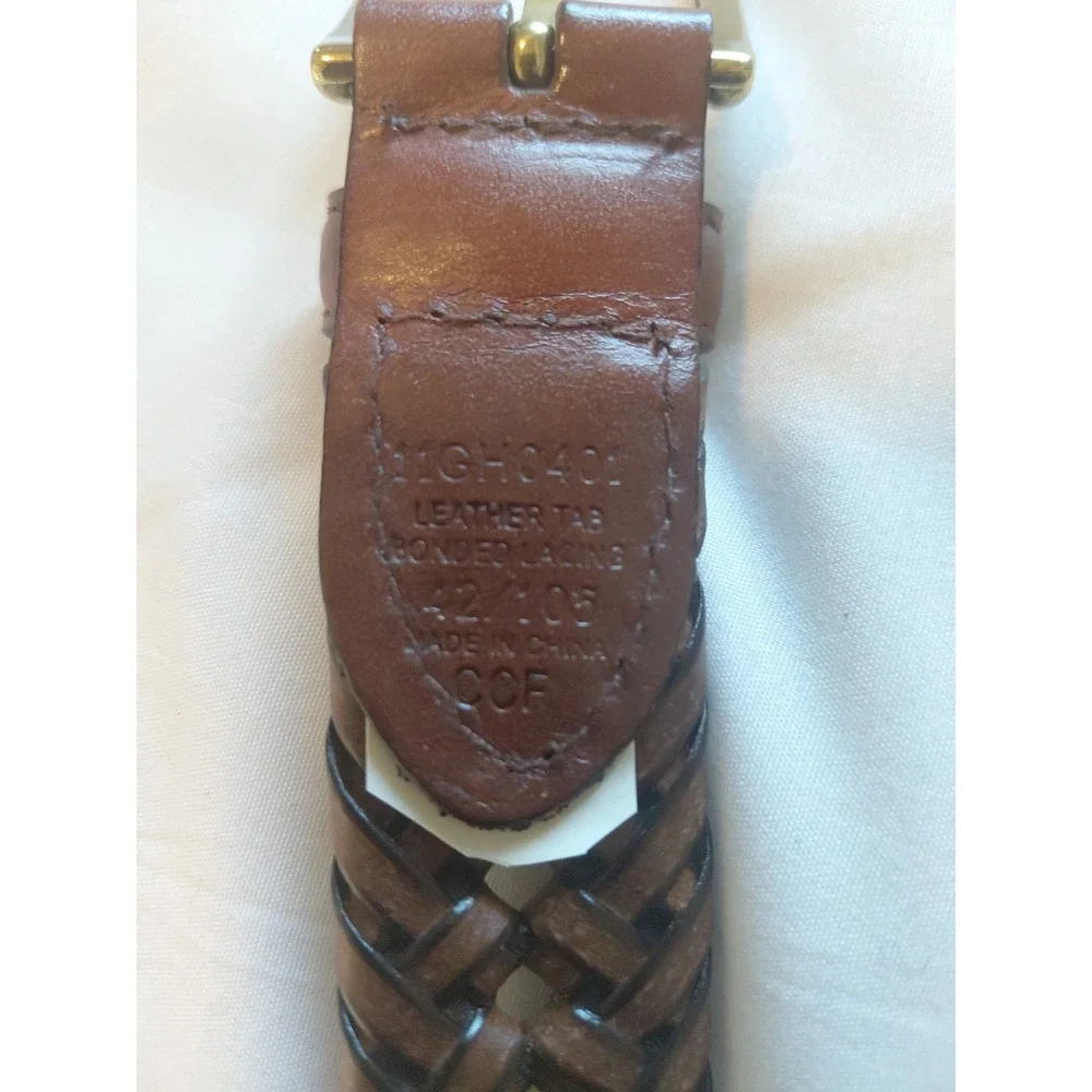 Fossil Belt Mens 42 Braided Leather Brown Adjustable Woven Classic